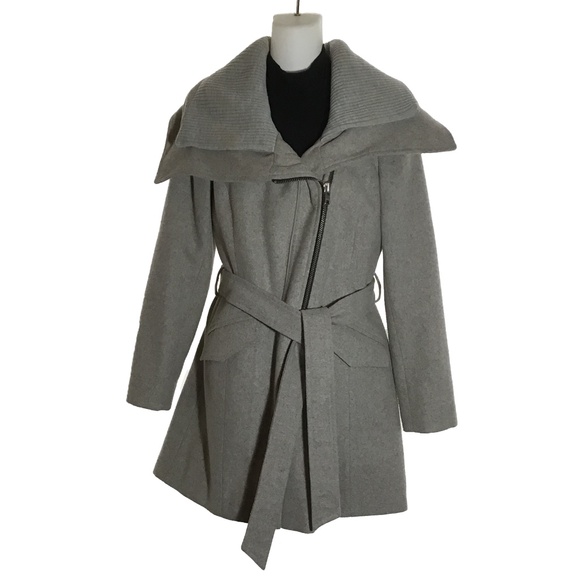 WAREHOUSE (UK) Mid-Length Asymmetrical Wool Blend Winged Collar Coat Women's Med - Picture 1 of 12